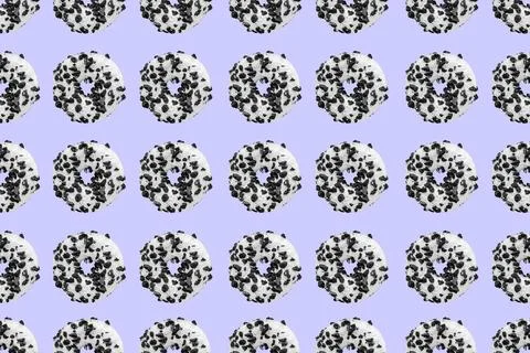 Cookie donut pattern on blue background Stock Photos
