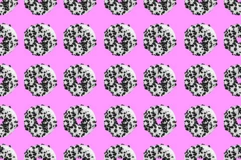 Cookie donut pattern on pink background Stock Illustration