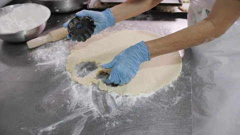 Cookie Dough Preparation in Professional Kitchen Close Up Stock Footage 321400999