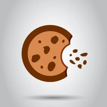 Cookie flat vector icon. Chip biscuit illustration. Dessert food pictogram. B Illustrazione stock