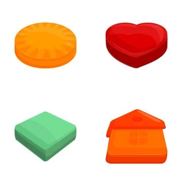 Cookie form icons set cartoon vector. Various colorful cookie cutter Stock Illustration