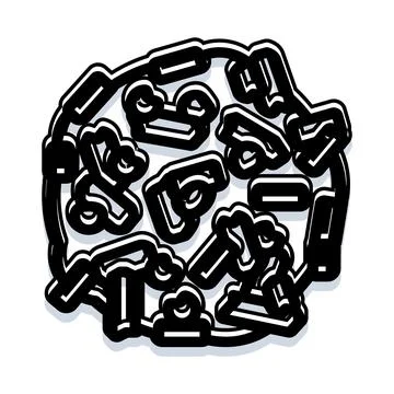 Cookie icon with chocolate chips doodle drawing Stock Illustration