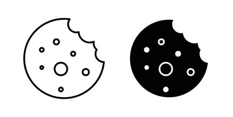 Cookie icon collection in black, Line icons, flat symbols Stock Illustration