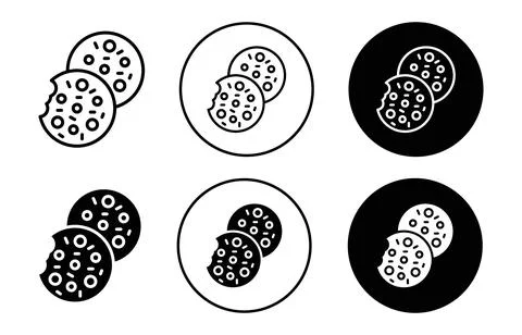 Cookie icon collection of outline thin line symbol or sign Stock Illustration