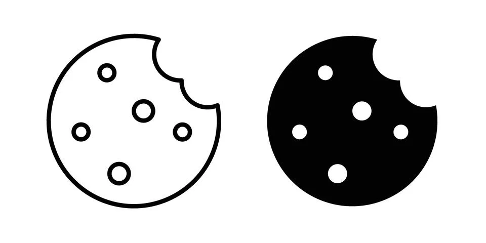 Cookie icon silhouette vector set. thin line pack Stock Illustration