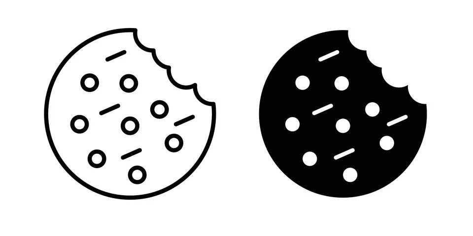 Cookie icon thin line and clipart style vector set Stock Illustration
