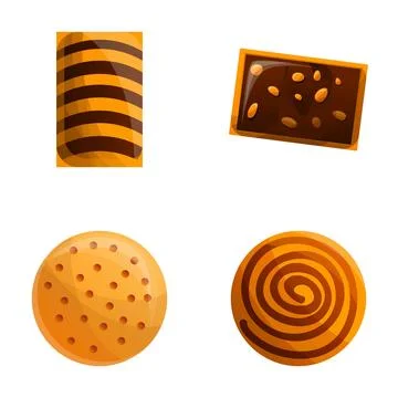 Cookie icons set cartoon vector. Homemade baking Stock Illustration