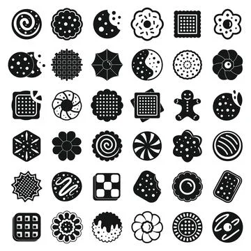 Cookie icons set, simple style Illustrazione stock