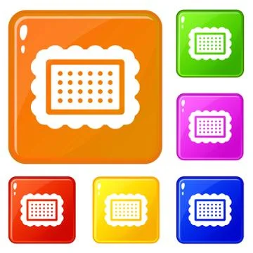 Cookie icons set vector color Stock Illustration