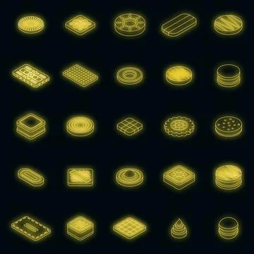 Cookie icons set vector neon Illustrazione stock