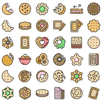 Cookie icons vector flat Illustrazione stock