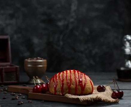 Cookie with jam and cherry Stock Photos