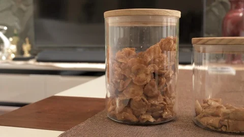 Cookie jar close up and TV room design Stock Footage 116408552
