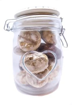Cookie jar with a heart shape Stockfoto's