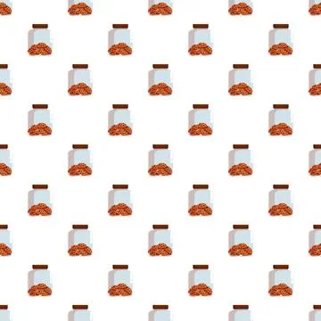 Cookie jars pattern filling white background with cookies Stock Illustration