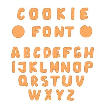Cookie letters, chocolate cracker font isolated on white background. Vector Stock Illustration