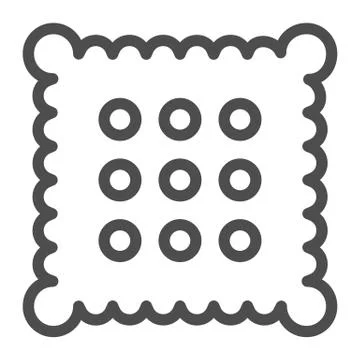 Cookie line icon. Square breakfast biscuits, health sweet cracker symbol Illustrazione stock