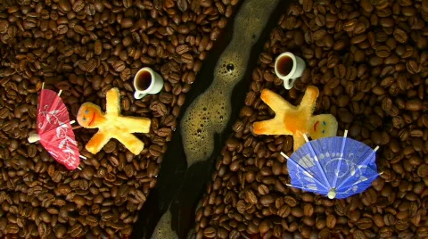 Cookie Man and Coffee River Stockbeeldmateriaal 839865