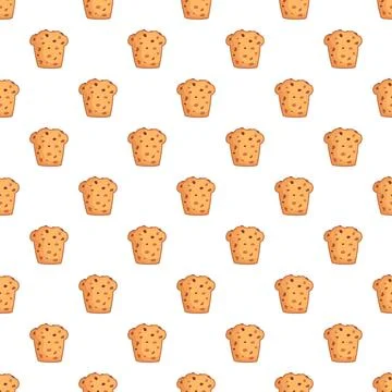 Cookie muffin seamless pattern baking food background Stock Illustration
