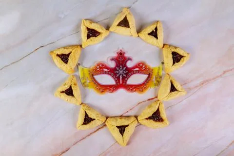 Cookie pattern and mask for Purim holiday. Foto stock
