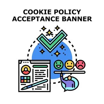 Cookie policy acceptance banner concept illustration Stock Illustration