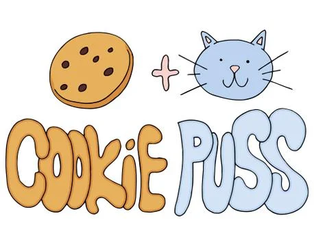 Cookie Puss Valentines Day Message Stock Illustration