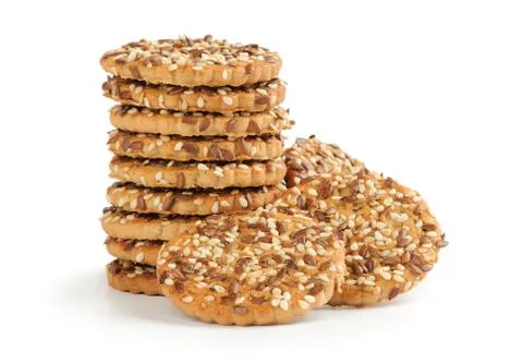 Cookie with seeds isolated Stock Photos