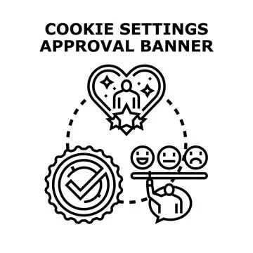 Cookie settings approval banner concept choosing preferences Stock Illustration