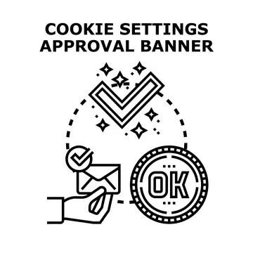 Cookie settings approval banner concept vector illustration Stock Illustration