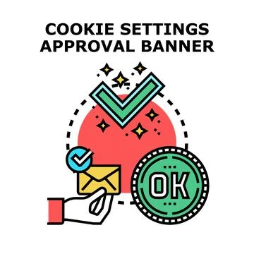 Cookie settings approval banner concept vector illustration Stock Illustration