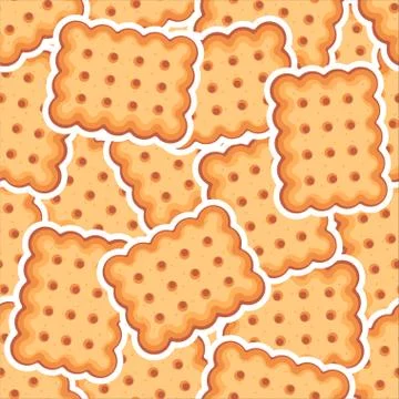 Cookie snack cracker pattern seamless. Food vector background. Baby fabric te Stock Illustration