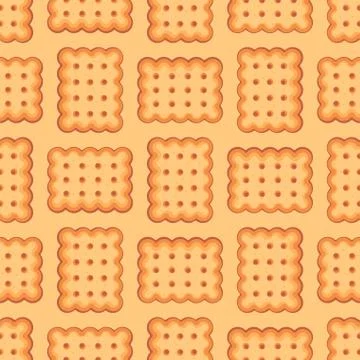 Cookie snack cracker pattern seamless. Food vector background. Baby fabric te Stock Illustration