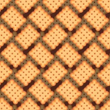 Cookie snack cracker pattern seamless. Food vector background. Baby fabric te Stockillustratie