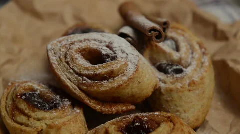 Cookie sprinkle with powdered sugar Stock Footage 58030319