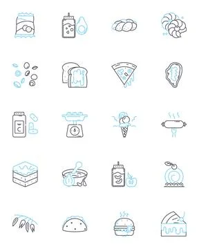 Cookie store linear icons set. Sweet, Delicious, Fresh, Homemade, Gourmet Stock Illustration