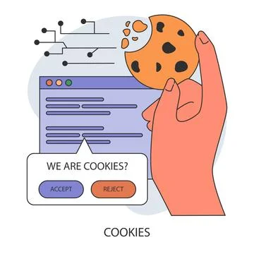 Cookie technology. Web browser session tracking. Access to user computer Illustrazione stock