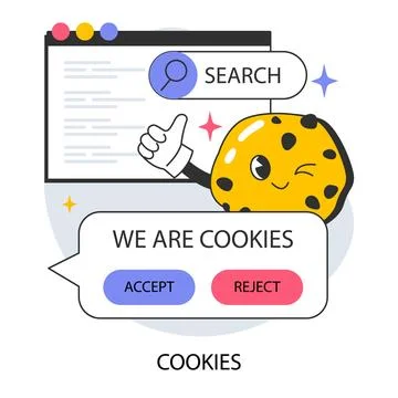 Cookie technology. Web browser session tracking. Access to user computer Stock Illustration