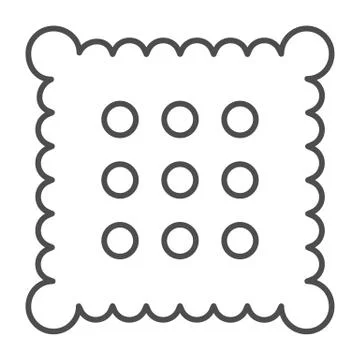 Cookie thin line icon. Square breakfast biscuits, health sweet cracker symbol Illustrazione stock