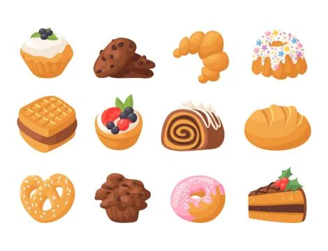 Cookie vector cakes tasty snack delicious chocolate homemade cookie pastry イラスト素材