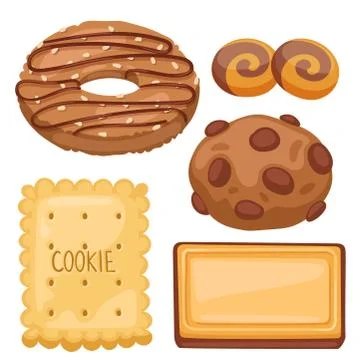 Cookie vector cakes top view sweet homemade breakfast bake food biscuit bakery Stock Illustration