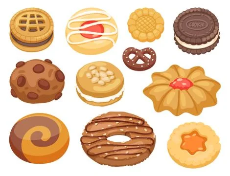Cookie vector cakes top view sweet homemade breakfast bake food biscuit bakery 스톡 일러스트