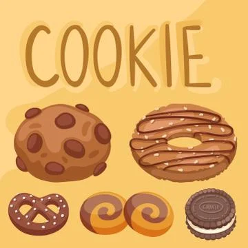Cookie vector cakes top view sweet homemade breakfast bake food biscuit bakery Illustrazione stock