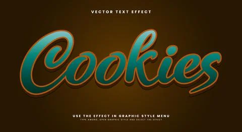Cookies 3d editable text effect template Illustrazione stock