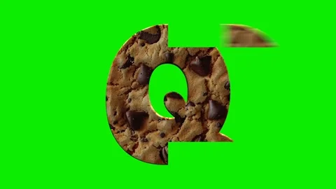 Cookies alphabet letters  animation isolated on green screen background Vídeo Stock 340276653