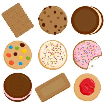 Cookies and biscuits collection. Vector illustration Stock Illustration