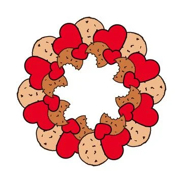 Cookies and hearts in form of frame with space Stock Illustration