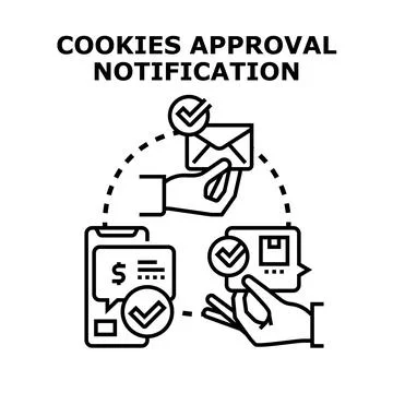 Cookies approval notification process concept illustration Stock Illustration