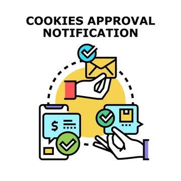Cookies approval notification process concept illustration Stock Illustration