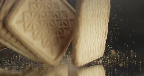 Cookies are broken on a mirror surface Stock Footage 200868743