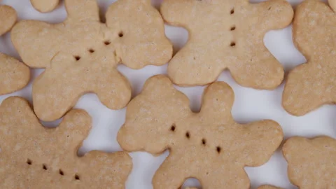 Cookies with bear shape. Decorated shortbread biscuits arranged beautifully. Min Stock Footage 332786229